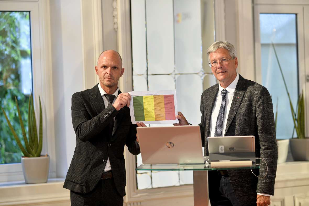 Pressekonferenz Schule im Herbst; Corona-Maßnahmen in Kärntner Bildungseinrichtungen mit LH Peter Kaiser und 
Bildungsdirektor Robert Klinglmair; Foto: LPD Kärnten/Bauer;